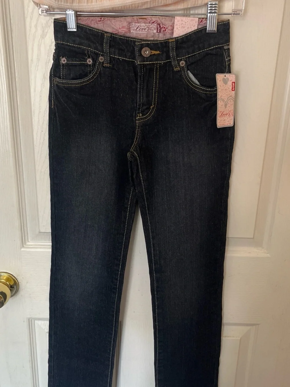Levi's Dark Blue Jeans with Yellow Gingham Top